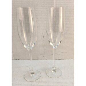 Set Of 2 Crystal Clear Champagne Flutes 9.75" Tall Stemware Glasses For Celebrat